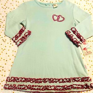 NWT Eternal Creation Sage Heart Ruffle Swing Dress Sz 12-18 M